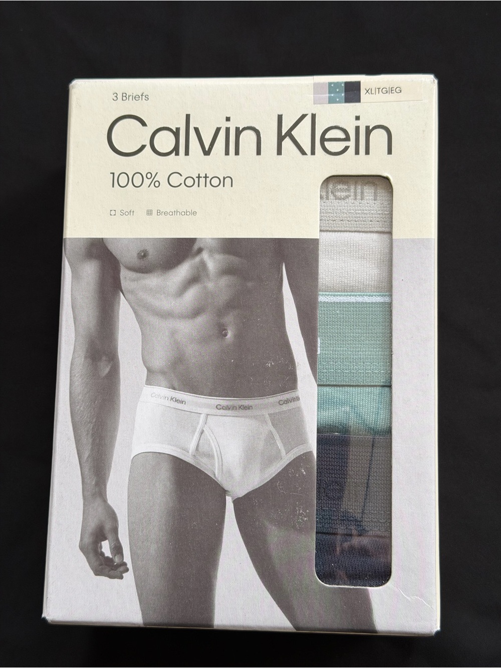 Men's 3-Pack Cotton Briefs - White/Light Green/Gray size XL